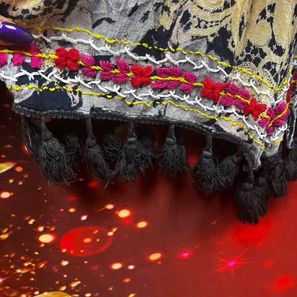 Anthropologie Raga Tassel Off The Shoulder Bohemian Romper Size XS 100% Viscose - Picture 8 of 11